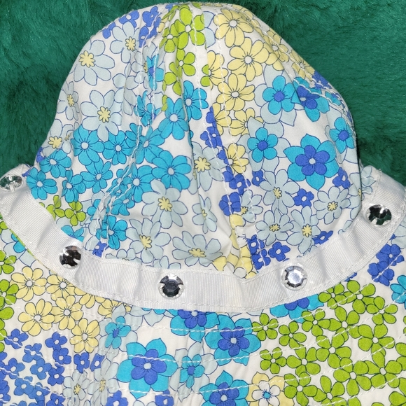 🌊 Vintage Gymboree Sea Splash Floral Print Sunhat Wide Brimmed Hat Girls 5-7 Yr - Picture 4 of 5
